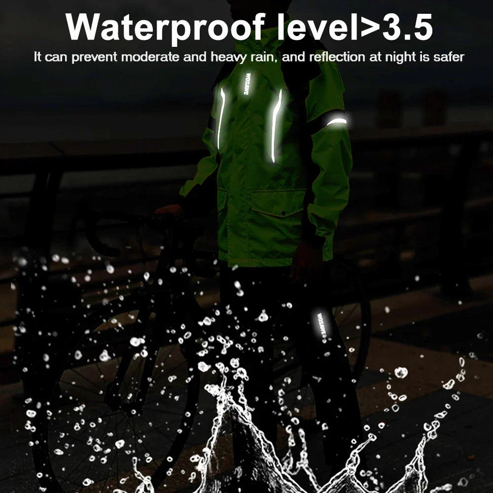 Wosawe Motorregenjas – Waterdichte Herenjas met Reflecterende Details & Winddicht Ontwerp