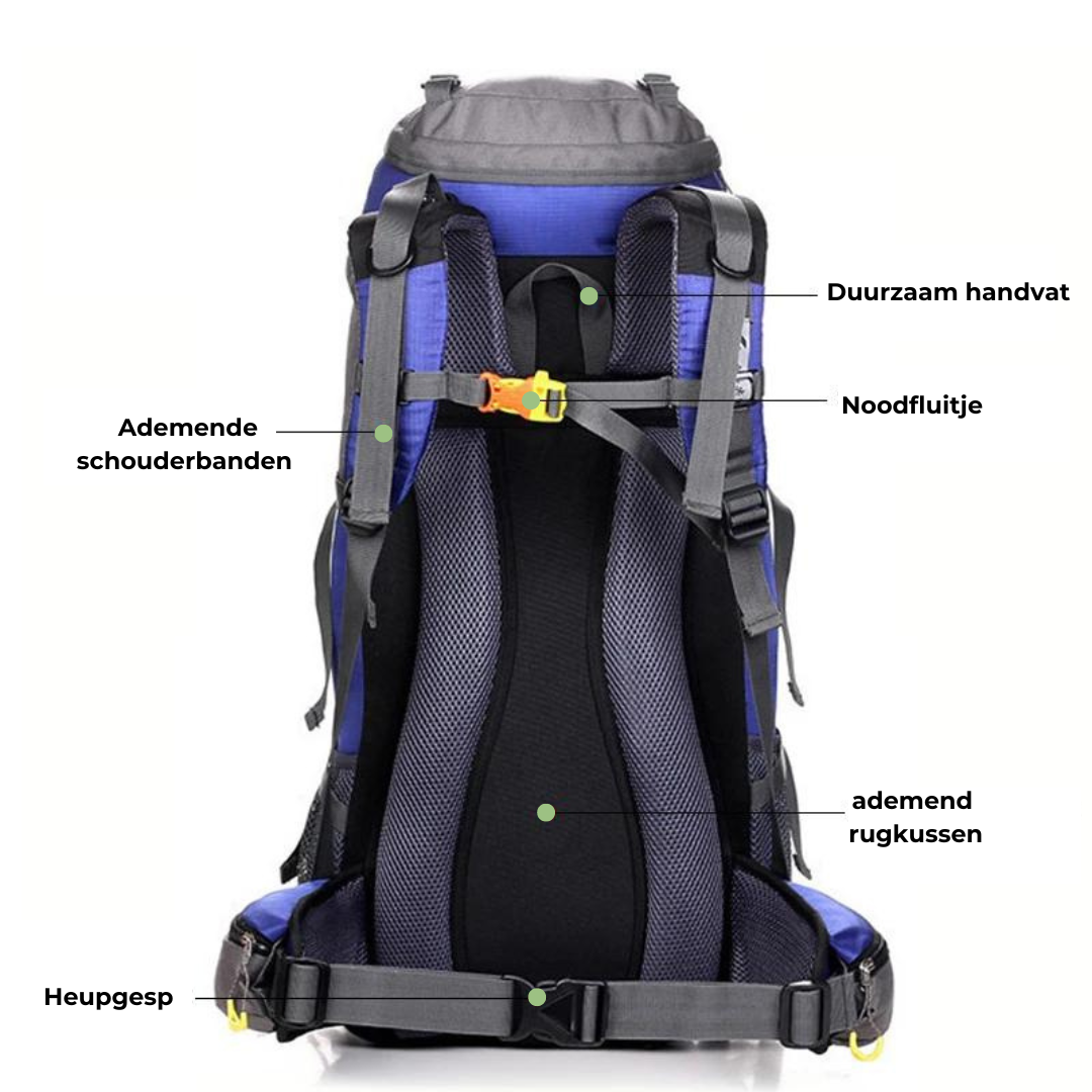 Waterdichte Outdoor Rugzak 50L – Sterk, Comfortabel & Slim Ontworpen