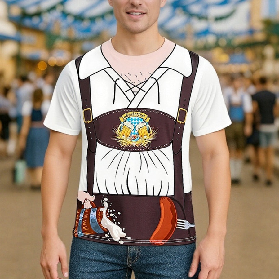 Bavaro – T-Shirt met Lederhosenprint – Jouw Outfit voor Bierfeest & Oktoberfest