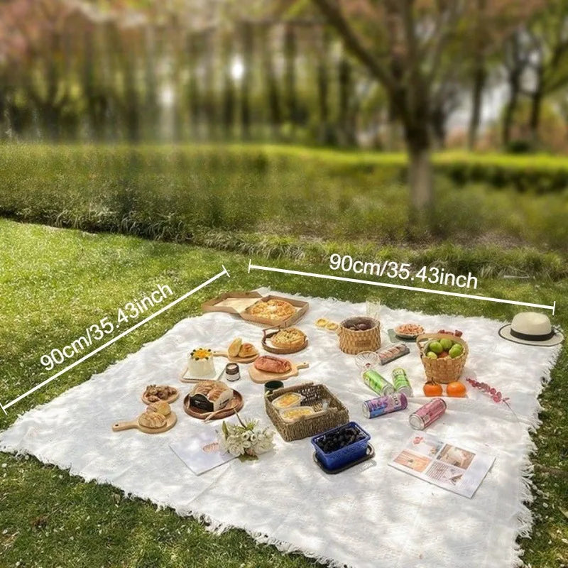 Witte Vochtbestendige Picknickmat voor Buiten, Ruim en Lichtgewicht 4