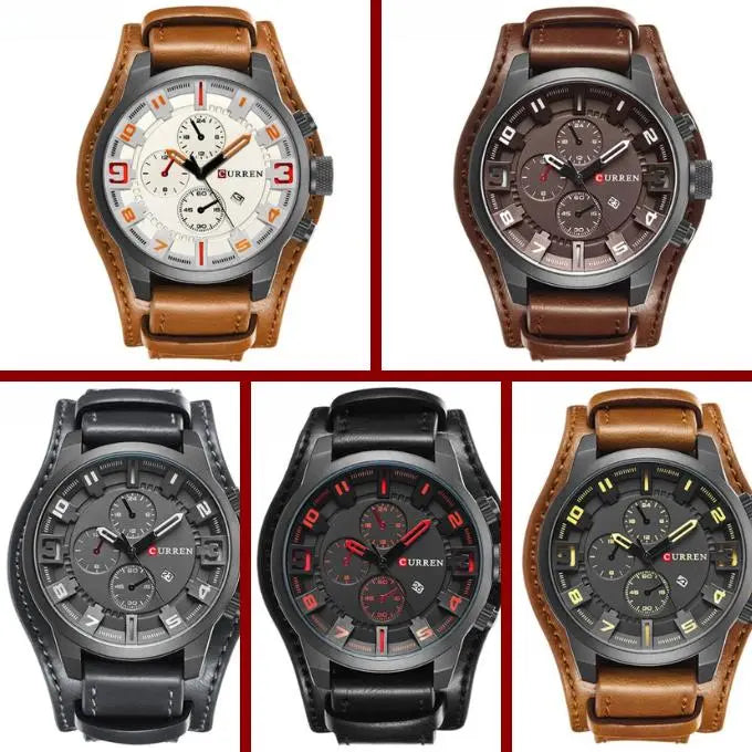 Heren Chronograaf Horloge – Quartz Uurwerk, Leren Band & Stopfunctie