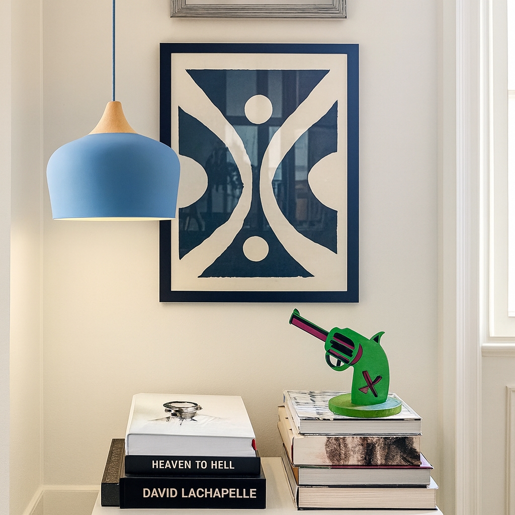 Coloria Pastel Hanglamp – Aluminium & Hout met Verstelbaar Snoer in Retro Design