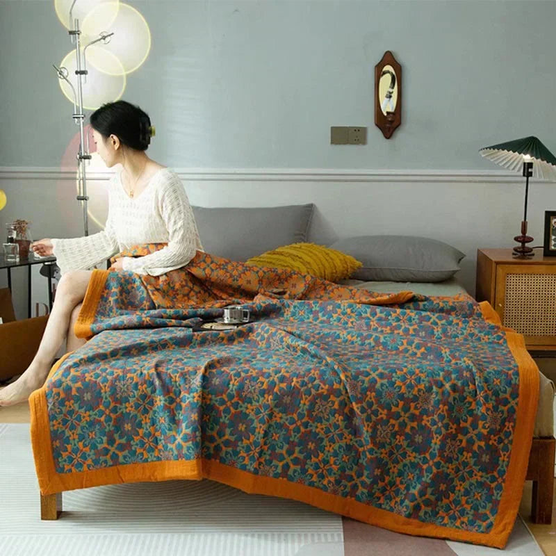 Solmere Dekbed – Zeslaags biologisch katoenen dekbed met oranje-blauw omkeerbaar design