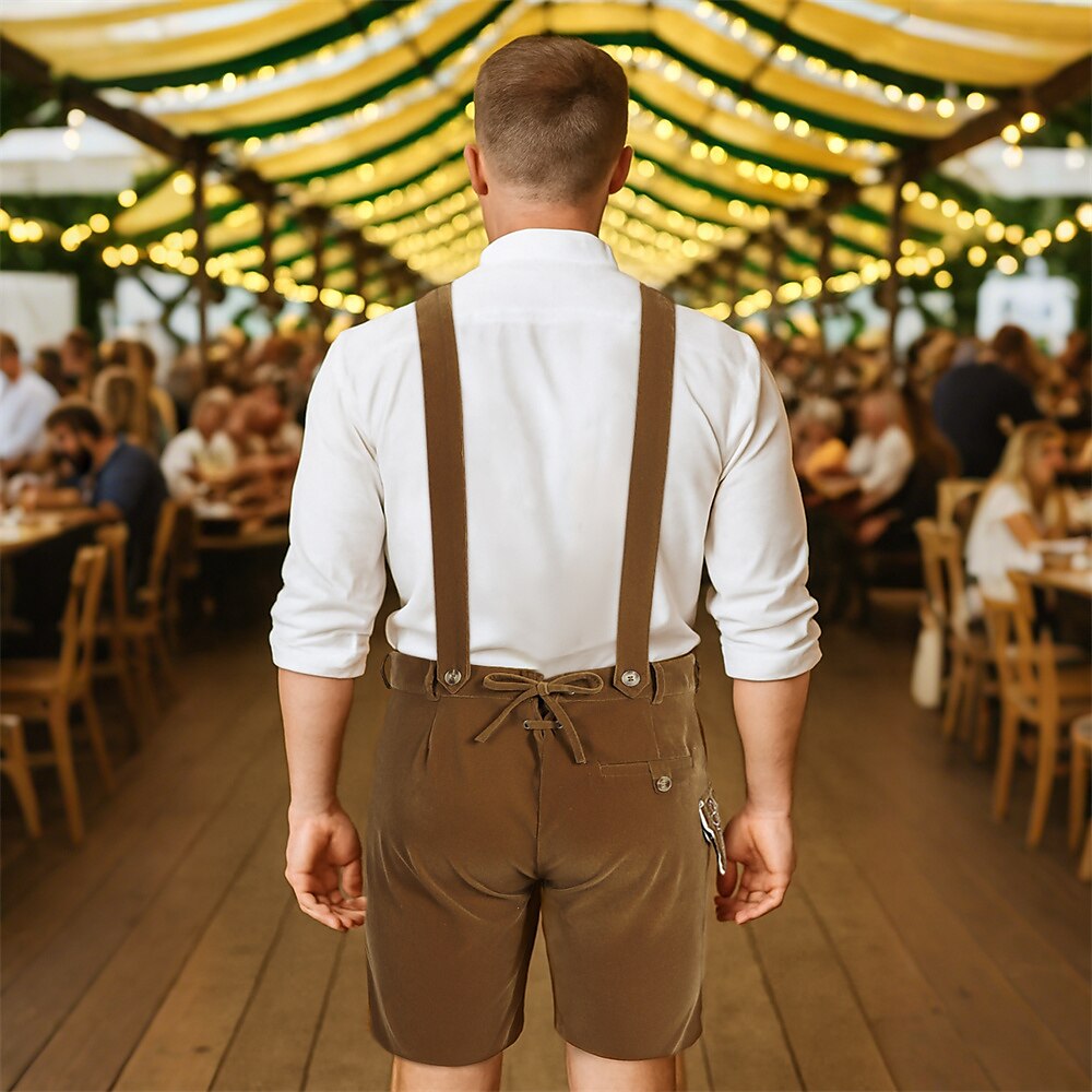AlpenGeist – Heren Lederhose met Borduursel – Bruin Suède-Look Oktoberfest