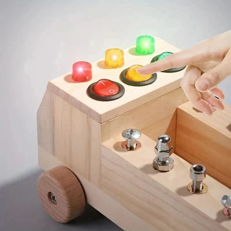 Montessori Speelbord – Interactief Houten Activiteitenbord met LED’s & Slotjes