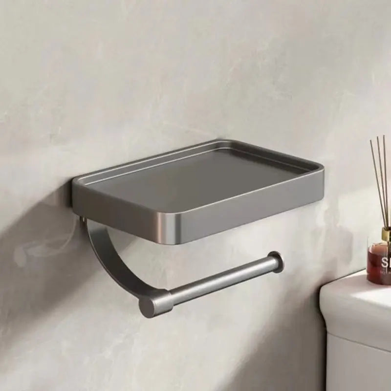 Veltrix Toiletrolhouder – Roestvrijstalen toiletrolhouder met plankje en geborsteld design