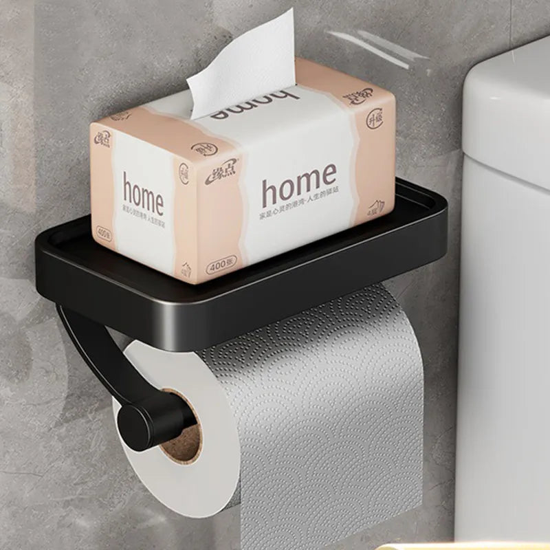 Veltrix Toiletrolhouder – Roestvrijstalen toiletrolhouder met plankje en geborsteld design