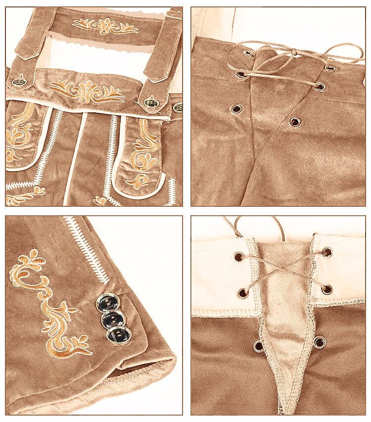 BergKraft – Heren Lederhosen-Shorts met Borduursel – Zwart of Bruin