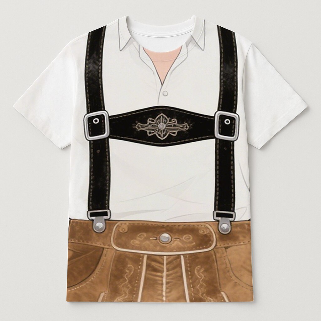 WiesnLook – Heren T-Shirt met Lederhosen-Print – Humorvolle Oktoberfest Outfit