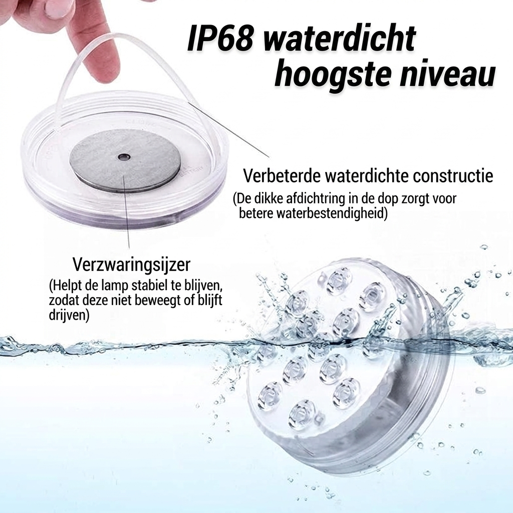 AquaGlow Waterdichte LED Verlichting – Oplaadbaar, Kleurrijk & Geschikt voor Vijver of Zwembad (Copy) VestraGear