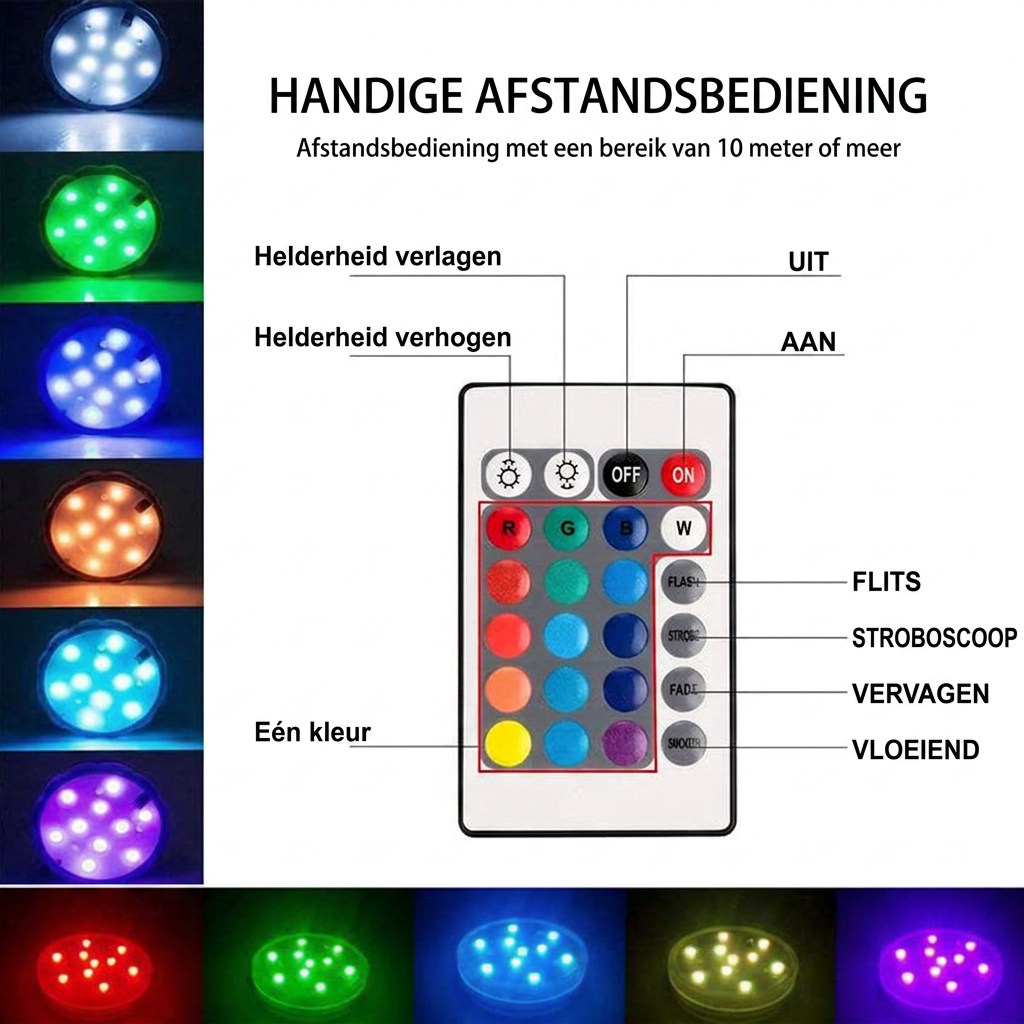AquaGlow Waterdichte LED Verlichting – Oplaadbaar, Kleurrijk & Geschikt voor Vijver of Zwembad (Copy) VestraGear