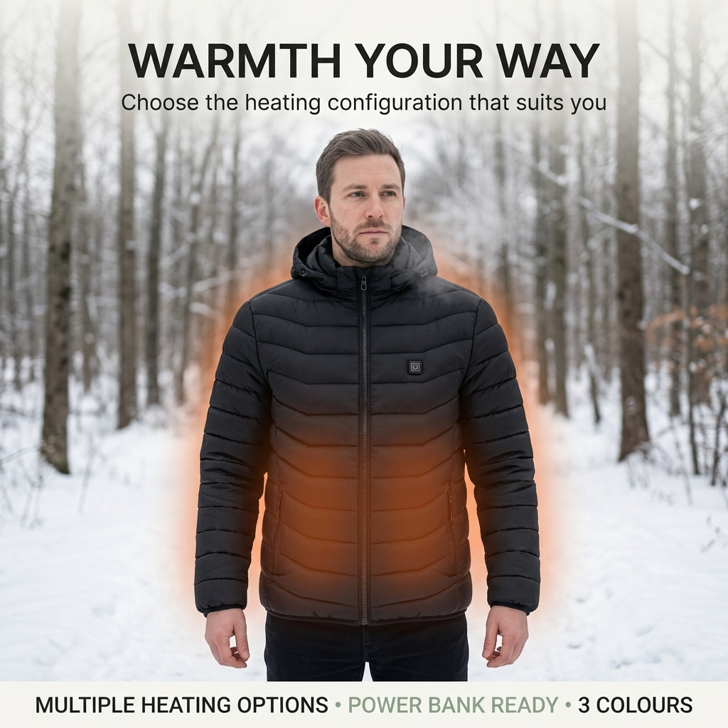 Verwarmde pufferjas heren – capuchon en meerdere warmtezones VestraGear