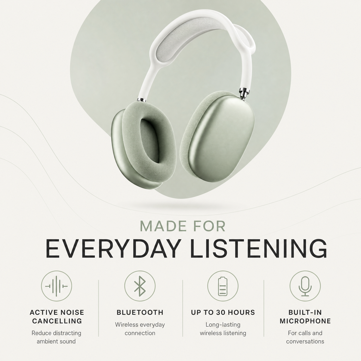 Draadloze Koptelefoon – Over-Ear met Noise Cancelling, Bluetooth en Microfoon VestraGear