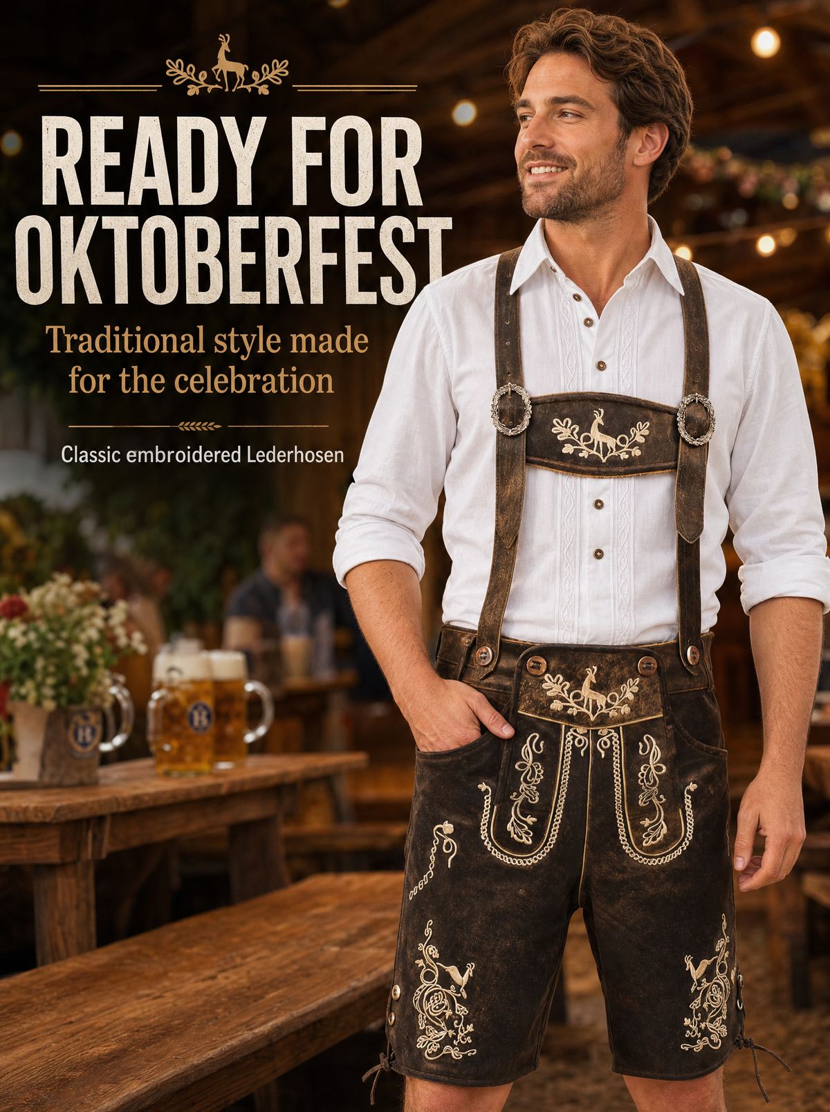 AlpenViktor – Heren Lederhosen Oktoberfest Set – Authentiek & Feestelijk VestraGear