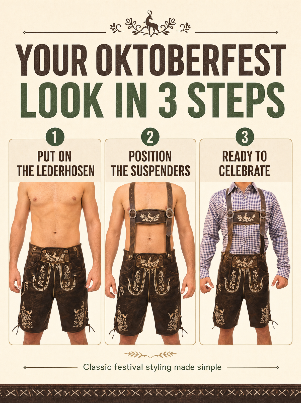 AlpenViktor – Heren Lederhosen Oktoberfest Set – Authentiek & Feestelijk VestraGear