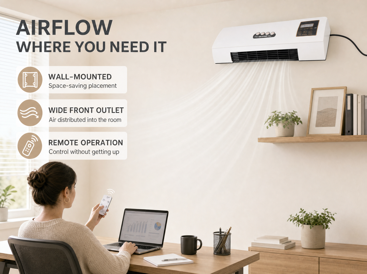 Airco Wandmontage – 4-in-1 Klimaatunit met 1800W, LCD & Afstandsbediening Vestragear