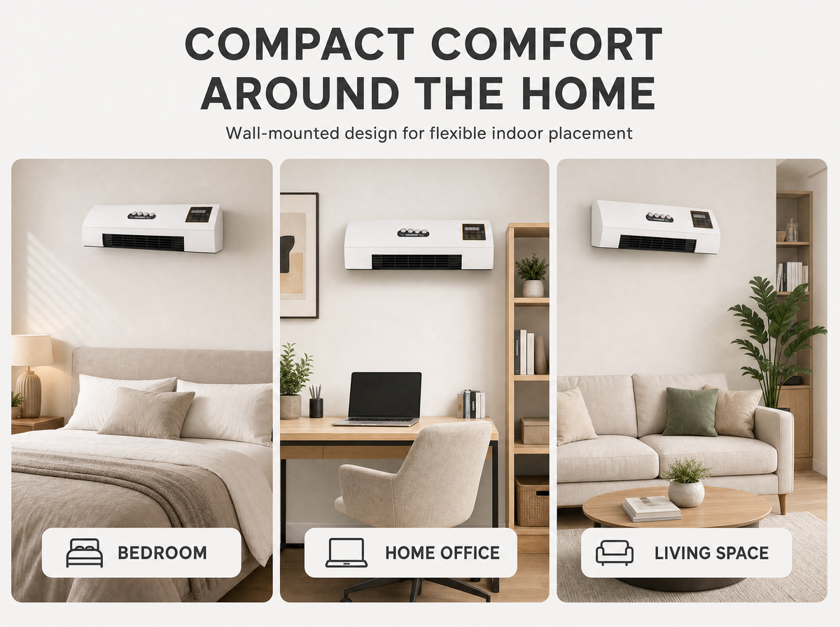 Airco Wandmontage – 4-in-1 Klimaatunit met 1800W, LCD & Afstandsbediening Vestragear