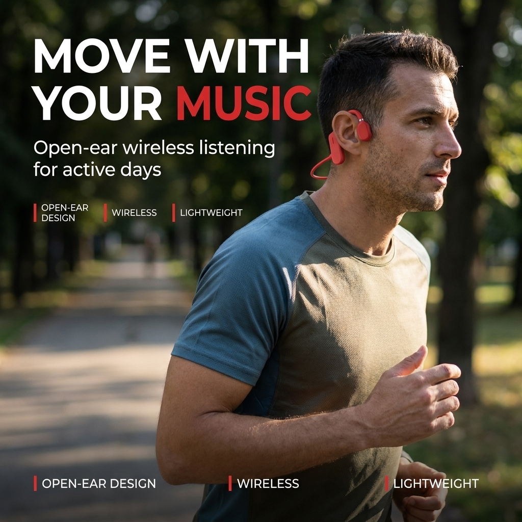 Bone Conduction Sportkoptelefoon – Draadloos, Lichtgewicht & IP67 Waterbestendig Vestragear