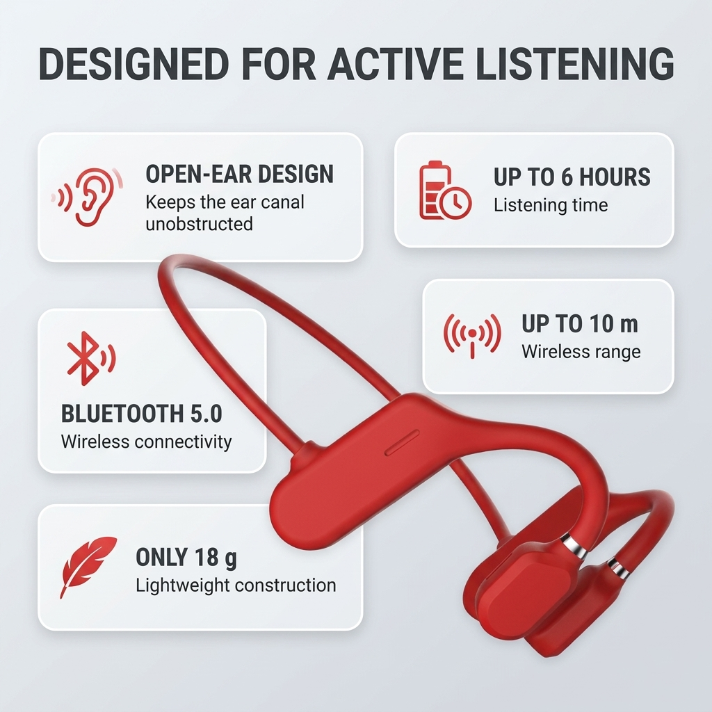 Bone Conduction Sportkoptelefoon – Draadloos, Lichtgewicht & IP67 Waterbestendig Vestragear