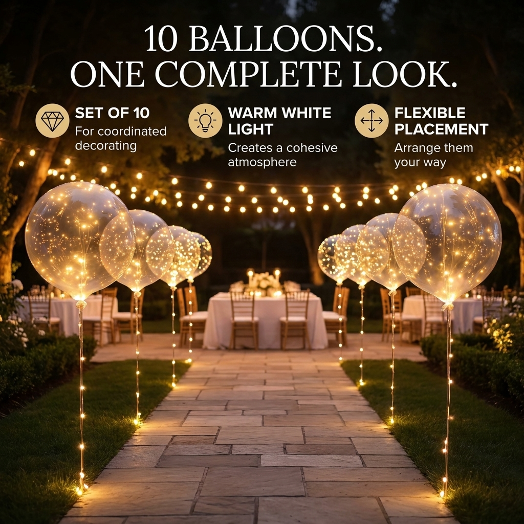 LED Ballonnen – 10 Stuks met Lichtsnoer voor Feesten & Bruiloften Vestragear