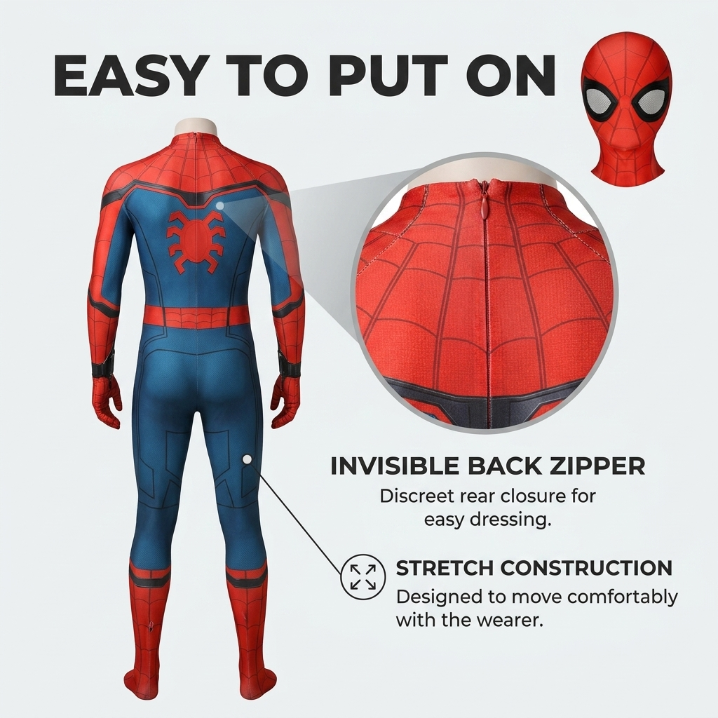 Superhelden Kostuum – Stretchstof, 3D Design & Afneembaar Masker Vestragear