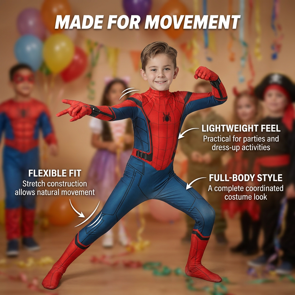 Superhelden Kostuum – Stretchstof, 3D Design & Afneembaar Masker Vestragear