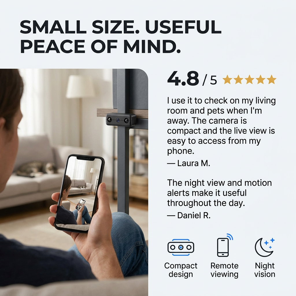 Micro HD camera – Compacte WiFi beveiligingscamera met nachtzicht & audio VestraGear