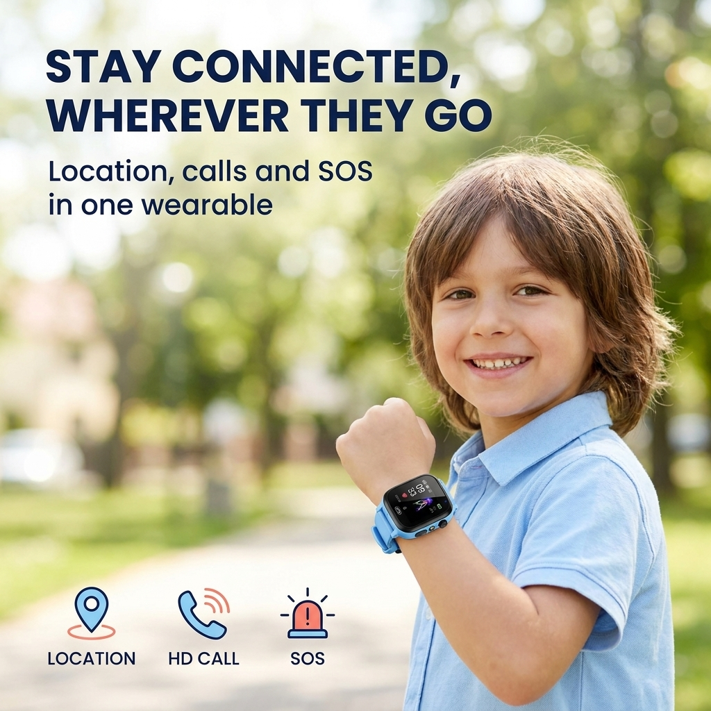 GPS Smartwatch voor Kinderen – Videobellen, SOS & Waterdicht IP67 Vestragear