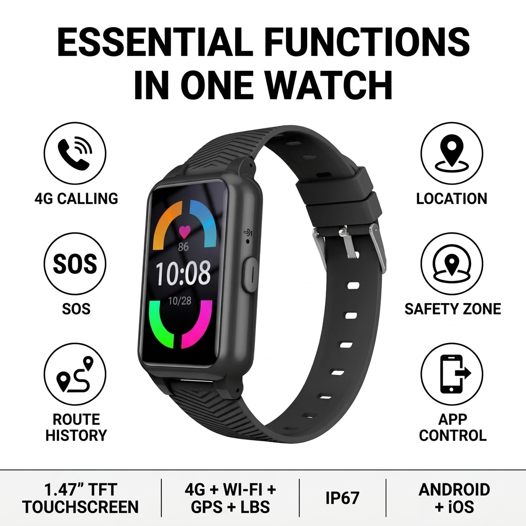 Smartwatch voor Senioren – 4G Bellen, GPS & SOS-Functie Vestragear