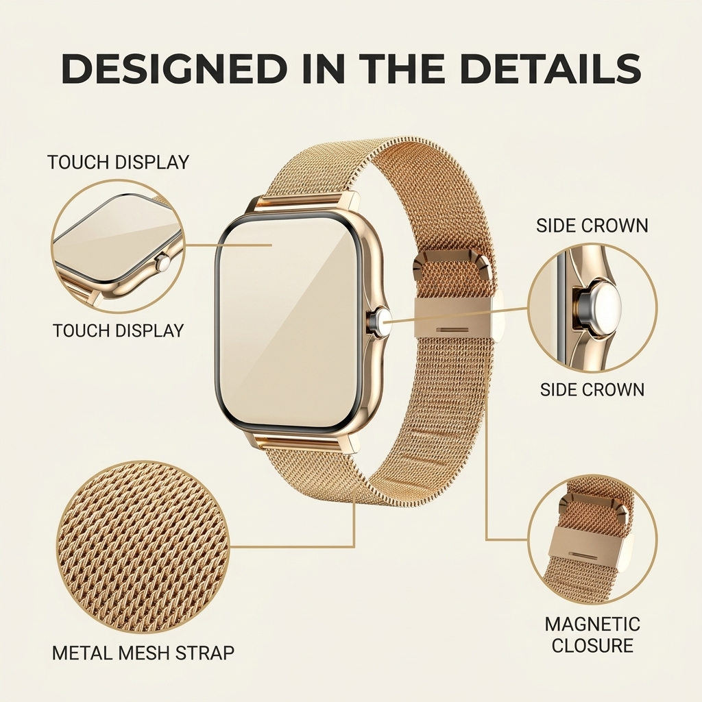 PulseTech Smartwatch 2.0 – Gezondheid, Sport & Meldingen in Stijl VestraGear