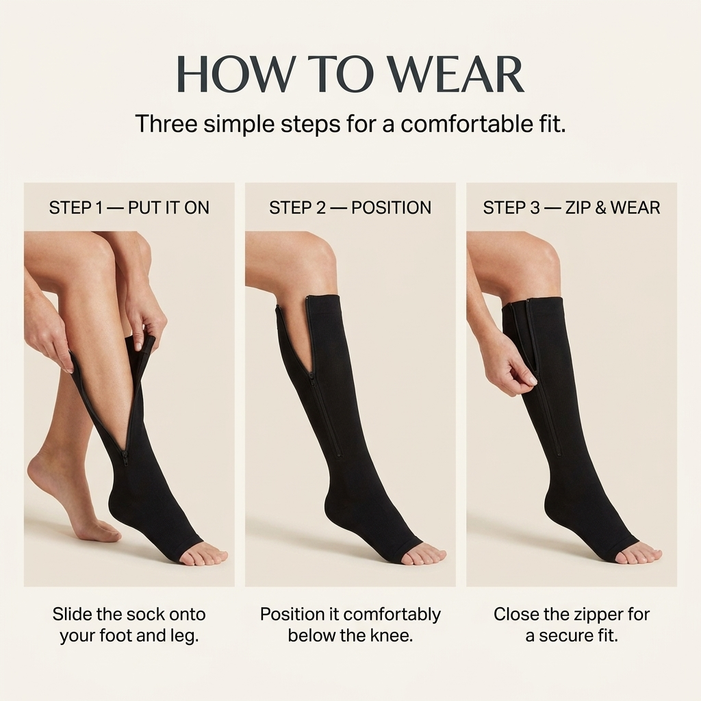 Compressiekousen met Rits – Ademend, Open Teen & Comfortabele Pasvorm Vestragear