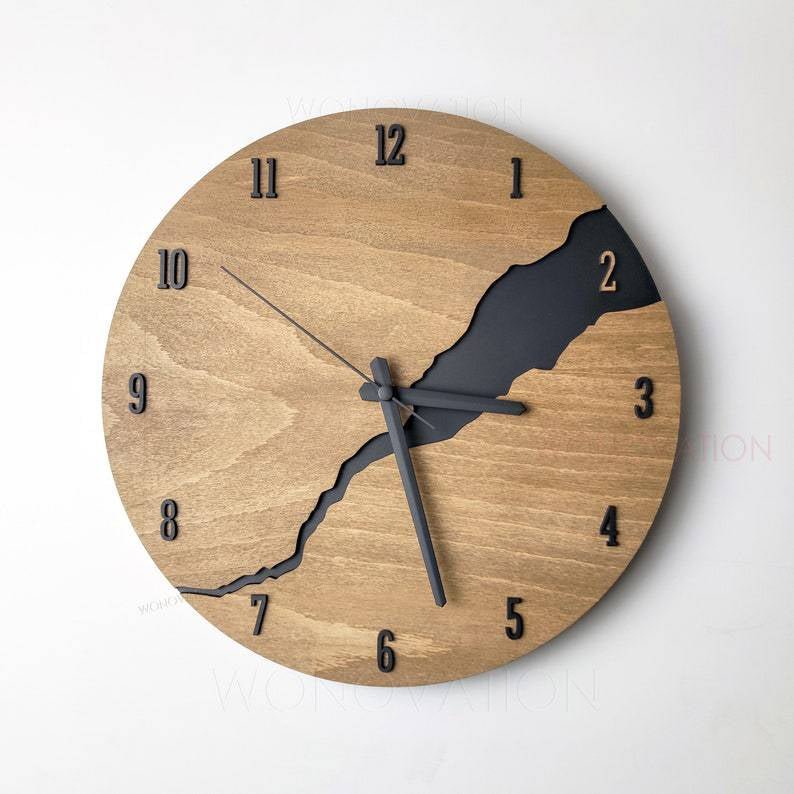WoodAura – Houten Wandklok Minimalistisch Design – Moderne Woondecoratie