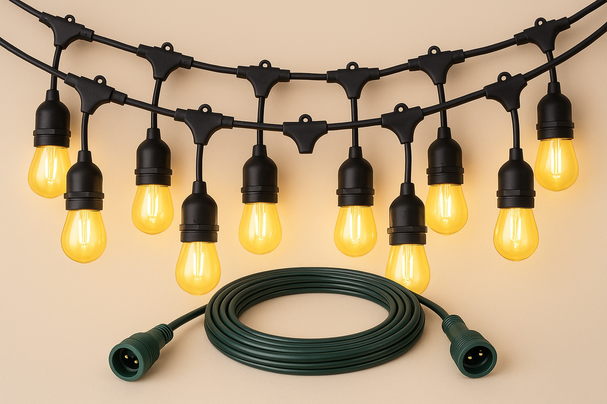 Festelio Tuinverlichting – 48FT Lichtslinger met 15 LED-Lampen & Warme 2700K Gloed