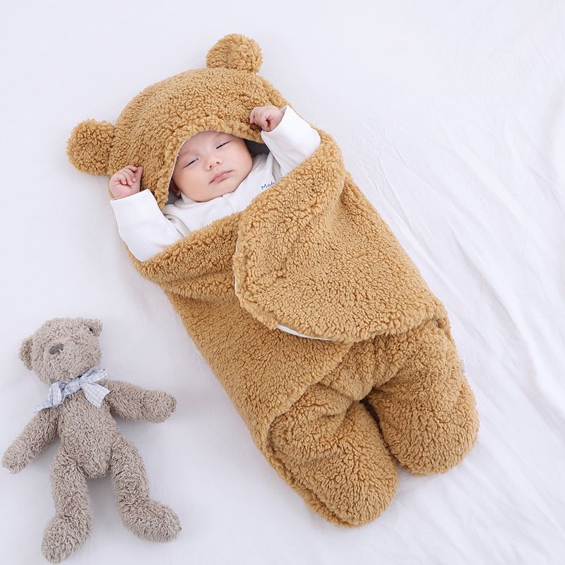 Nuvora – Baby wikkeldoek ademend katoen met klittenband – veilig slapen