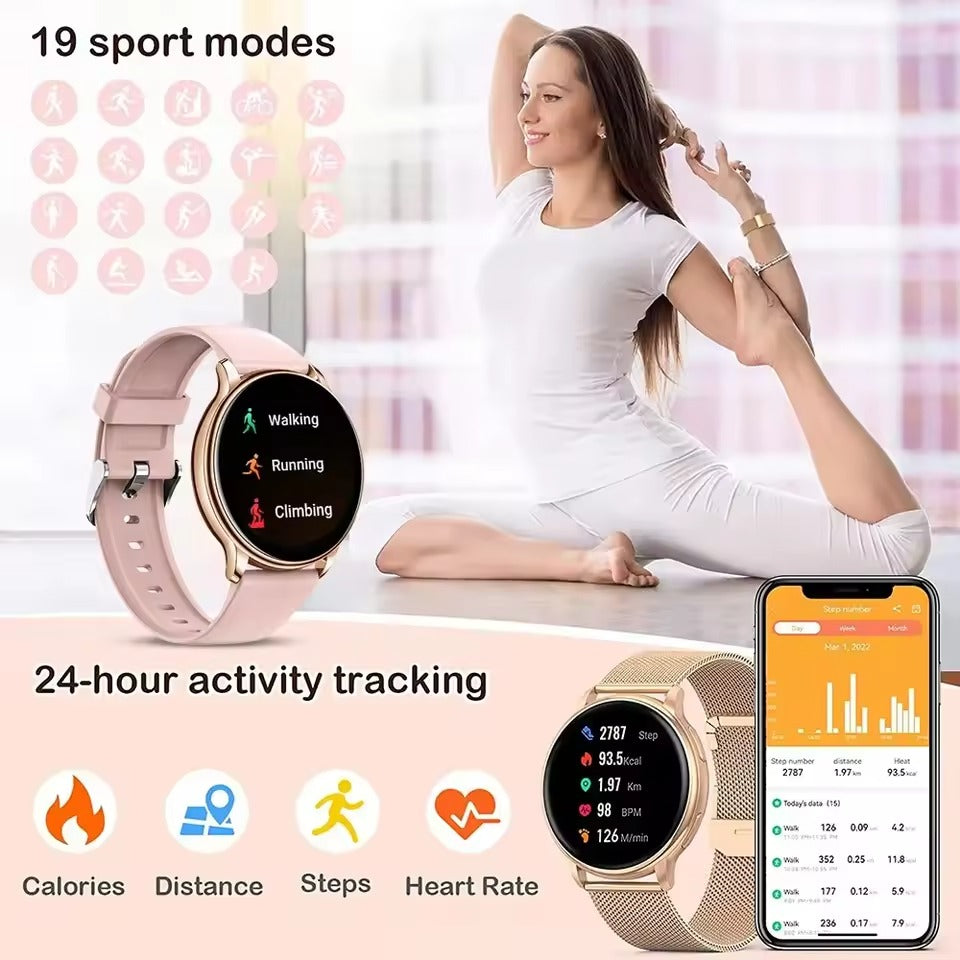 Smartwatch – Roestvrijstalen Horloge, Bluetooth & Lange Accuduur