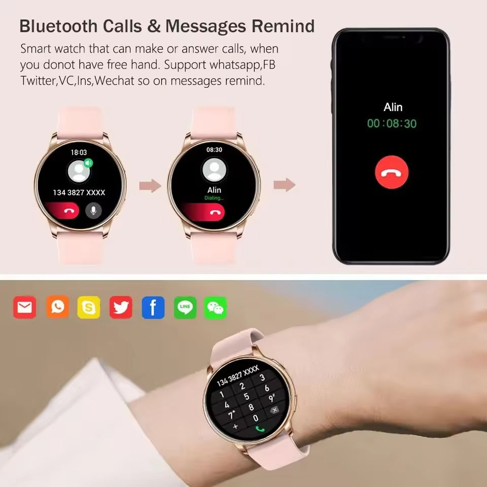 Smartwatch – Roestvrijstalen Horloge, Bluetooth & Lange Accuduur