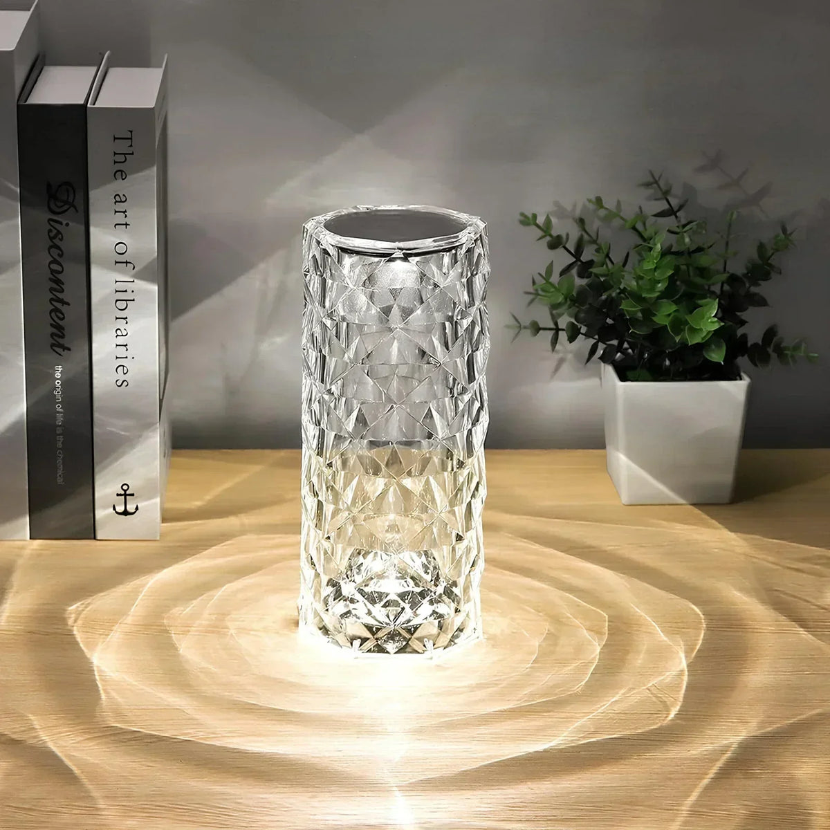 Aurora Kristallen Tafellamp – Dimbare oplaadbare LED lamp met 16 kleuren & touchbediening