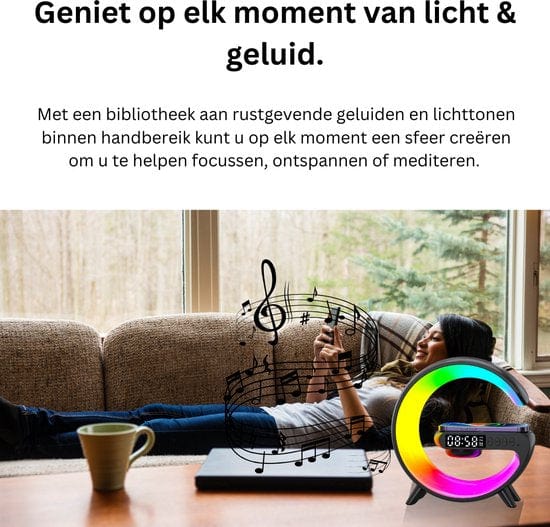 Wake Up Light Wekkerlamp – Zonsopgangsimulatie &  Draadloos Opladen