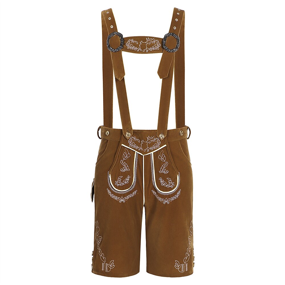 AlpenGeist – Heren Lederhose met Borduursel – Bruin Suède-Look Oktoberfest