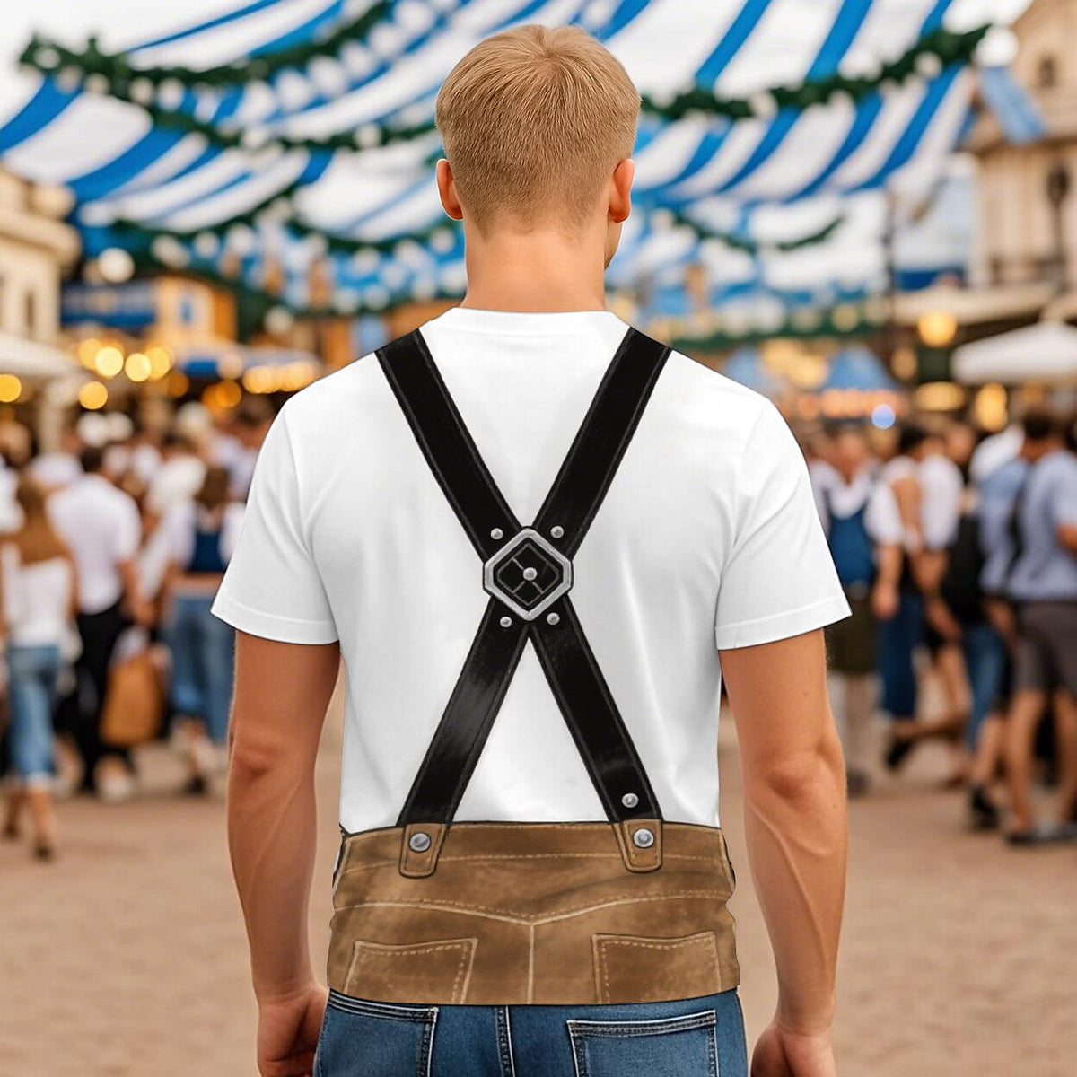WiesnLook – Heren T-Shirt met Lederhosen-Print – Humorvolle Oktoberfest Outfit