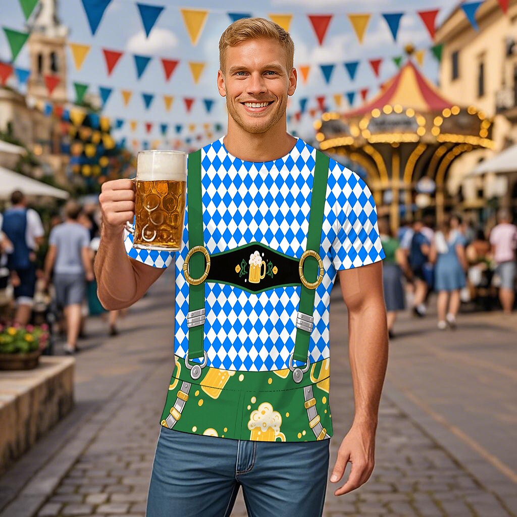 BierBuam – Heren T-Shirt met Lederhosen-Print – Jouw Luchtige Oktoberfest-Look