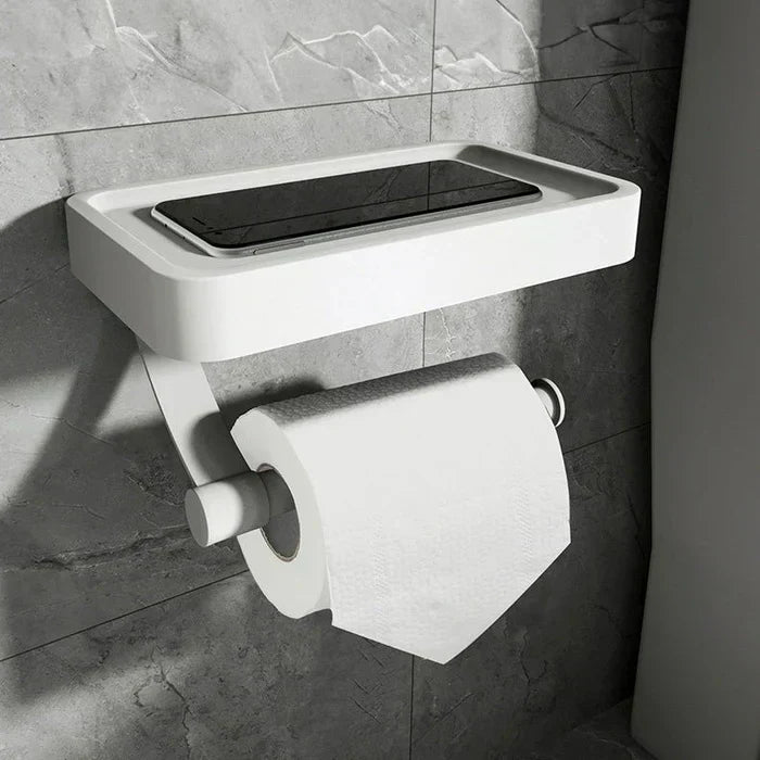Veltrix Toiletrolhouder – Roestvrijstalen toiletrolhouder met plankje en geborsteld design