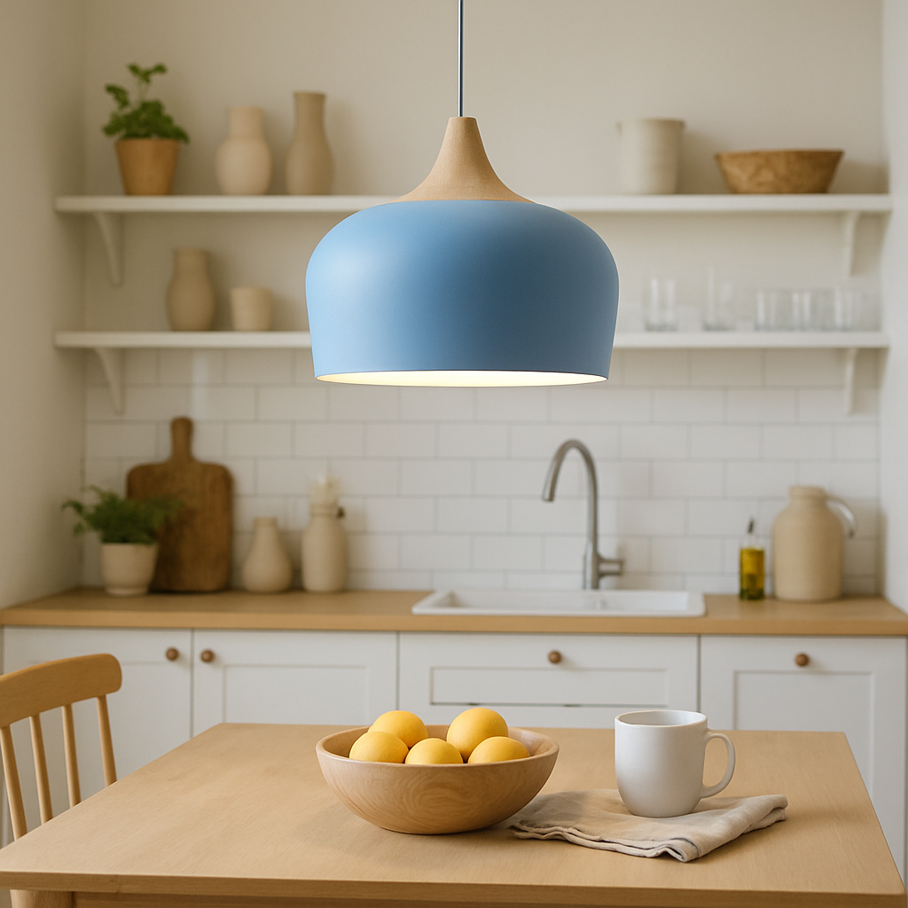 Coloria Pastel Hanglamp – Aluminium & Hout met Verstelbaar Snoer in Retro Design