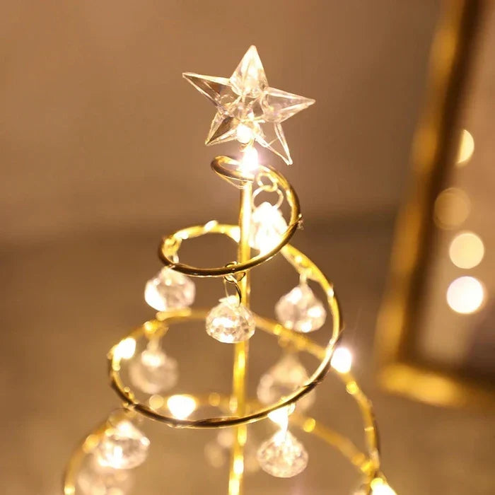 Spiral Christmas Tree Lamp – Tabletop Light with Crystal-Style Ornaments Tevako