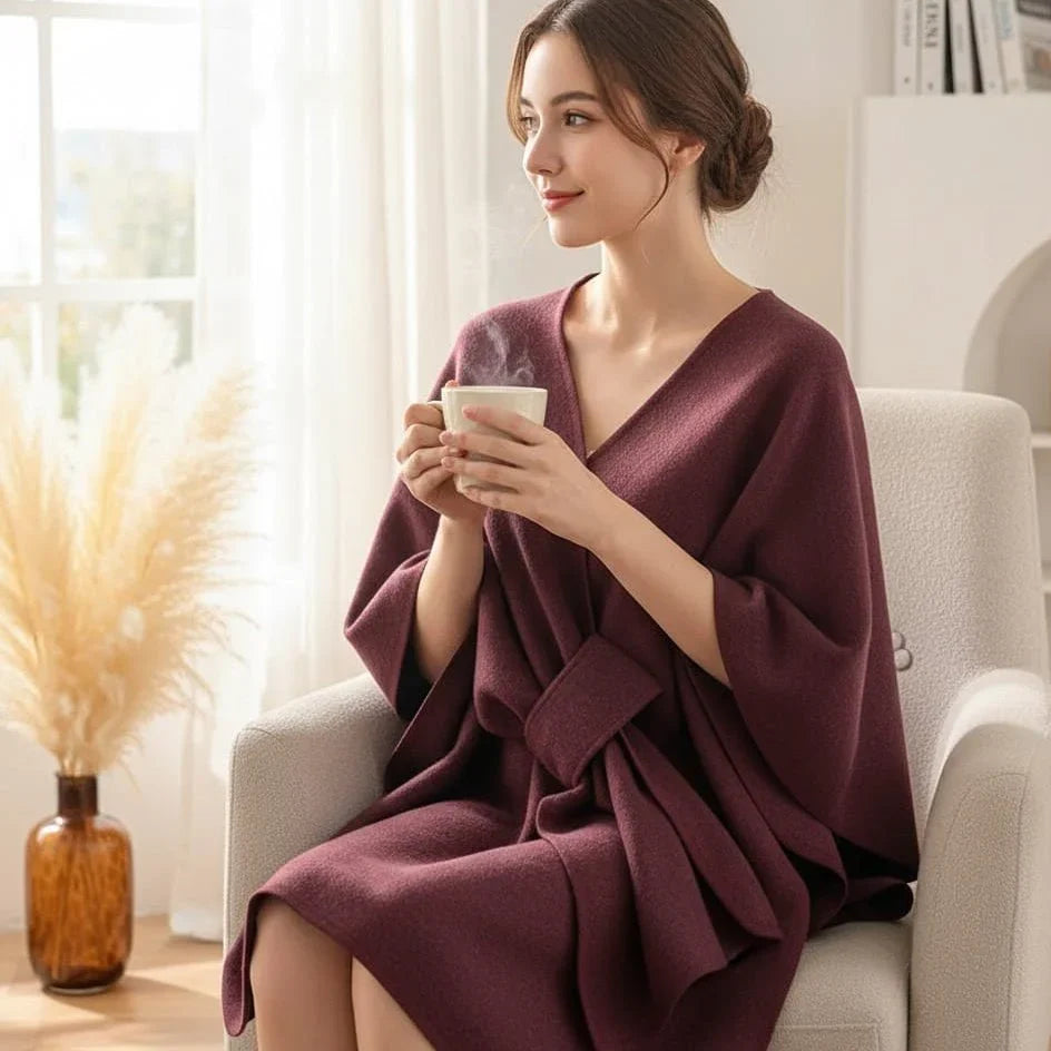 Dames poncho-vest – Zachte stof, losse drapering & veelzijdige wikkelstijl